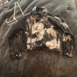 Forever21 Size S black & white tiedye denim jacket